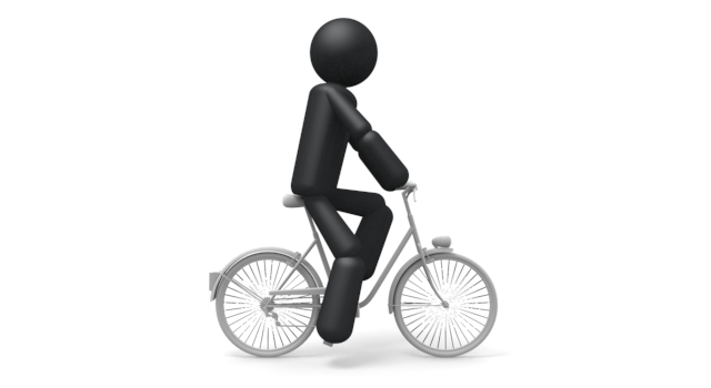 自転車をこぐ - シンプル人物イラスト/人クリップアート/アイコン/黒色/ピクトグラム