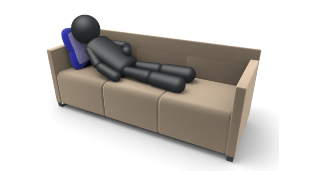 ソファに横たわる - シンプル人物イラスト/人クリップアート/アイコン/黒色/ピクトグラム