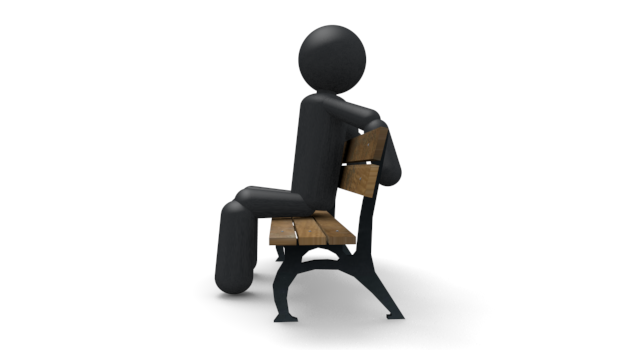 ベンチに座る人 - シンプル人物イラスト/人クリップアート/アイコン/黒色/ピクトグラム