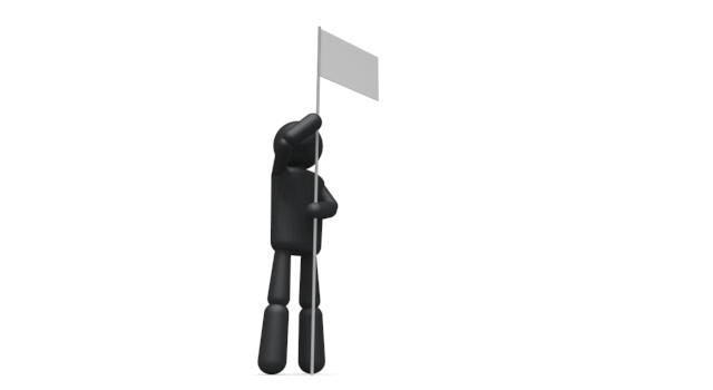 旗を立てる - シンプル人物イラスト/人クリップアート/アイコン/黒色/ピクトグラム