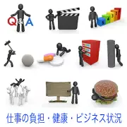 Q&A、カチンコ、棒グラフ、ハンマー、薬、書類整理、壁際、胴上げ、木の看板、ハンバーガーなど、ビジネス分析から娯楽まで多岐にわたる黒い3Dピクトグラムのセット。